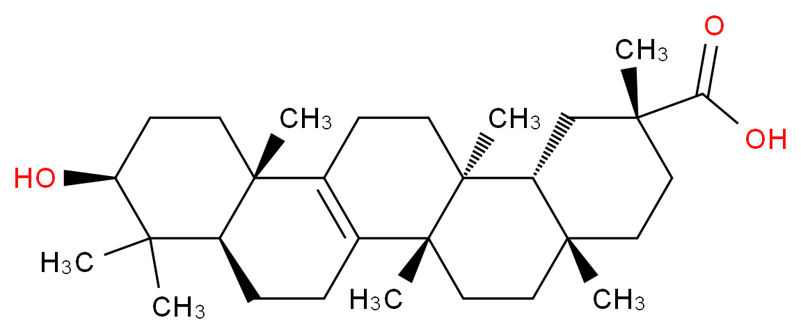 (2R,4aS,6aS,8aR,10S,12aS,14aS,14bR)-10-hydroxy-2,4a,6a,9,9,12a,14a-heptamethyl-1,2,3,4,4a,5,6,6a,7,8,8a,9,10,11,12,12a,13,14,14a,14b-icosahydropicene-2-carboxylic acid_分子结构_CAS_24480-45-3