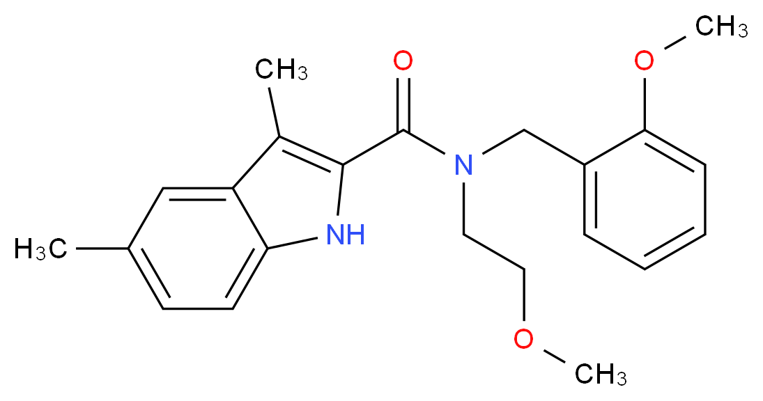 N-(2-methoxybenzyl)-N-(2-methoxyethyl)-3,5-dimethyl-1H-indole-2-carboxamide_分子结构_CAS_)