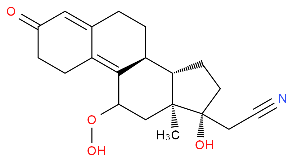 2-[(10S,11S,14R,15S)-17-hydroperoxy-14-hydroxy-15-methyl-5-oxotetracyclo[8.7.0.0<sup>2</sup>,<sup>7</sup>.0<sup>1</sup><sup>1</sup>,<sup>1</sup><sup>5</sup>]heptadeca-1,6-dien-14-yl]acetonitrile_分子结构_CAS_106111-43-7