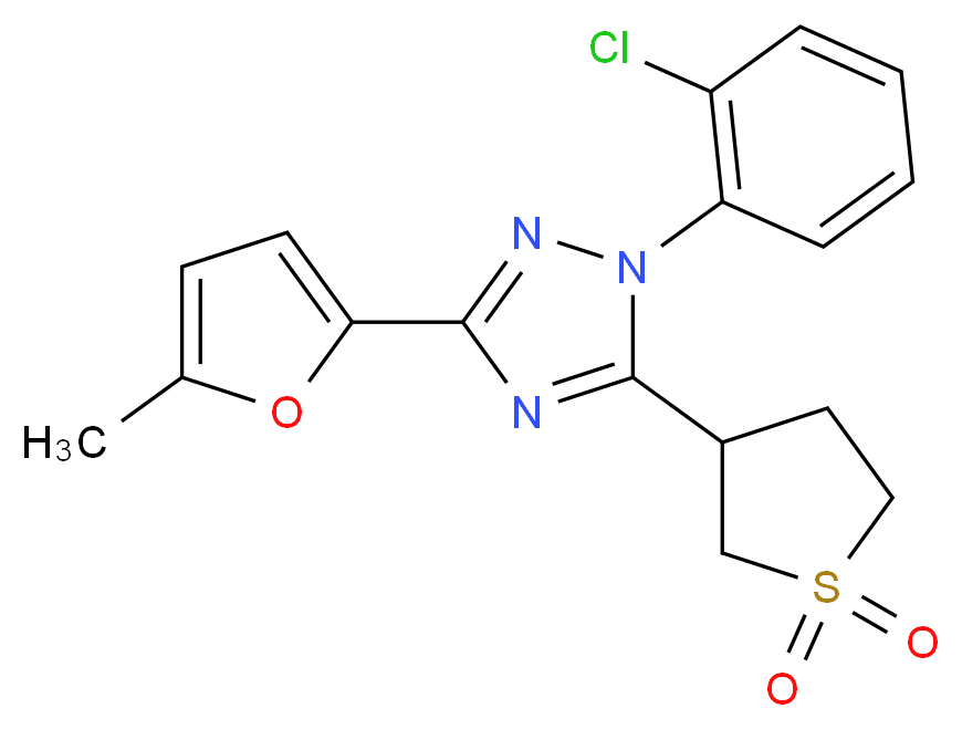 1-(2-chlorophenyl)-5-(1,1-dioxidotetrahydro-3-thienyl)-3-(5-methyl-2-furyl)-1H-1,2,4-triazole_分子结构_CAS_)