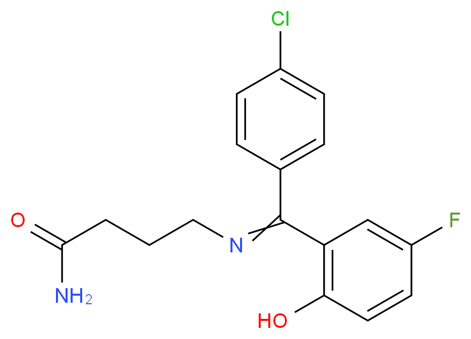 4-{[(4-chlorophenyl)(5-fluoro-2-hydroxyphenyl)methylidene]amino}butanamide_分子结构_CAS_62666-20-0