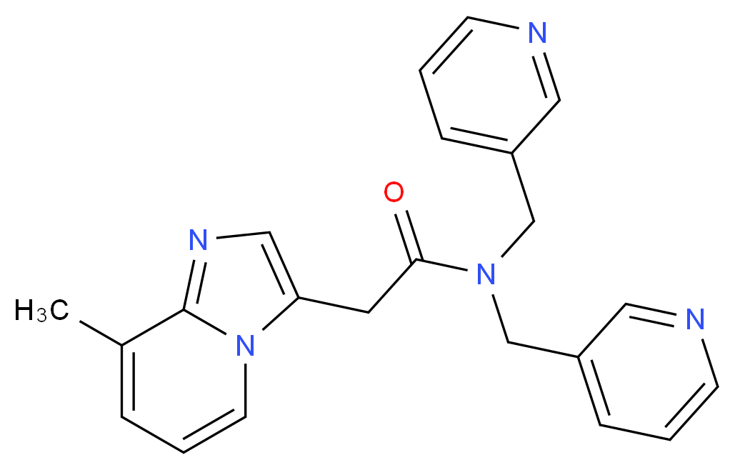 2-(8-methylimidazo[1,2-a]pyridin-3-yl)-N,N-bis(pyridin-3-ylmethyl)acetamide_分子结构_CAS_)