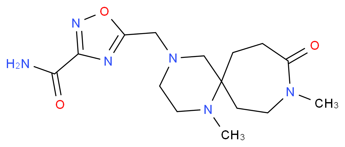 5-[(1,9-dimethyl-10-oxo-1,4,9-triazaspiro[5.6]dodec-4-yl)methyl]-1,2,4-oxadiazole-3-carboxamide_分子结构_CAS_)