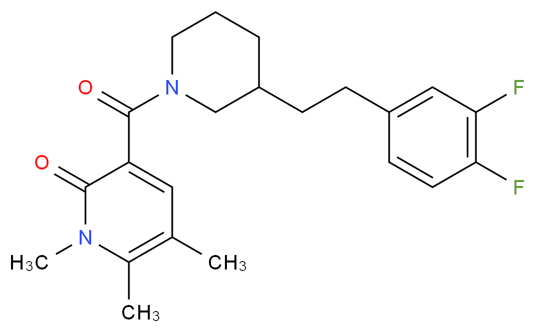 3-({3-[2-(3,4-difluorophenyl)ethyl]-1-piperidinyl}carbonyl)-1,5,6-trimethyl-2(1H)-pyridinone_分子结构_CAS_)