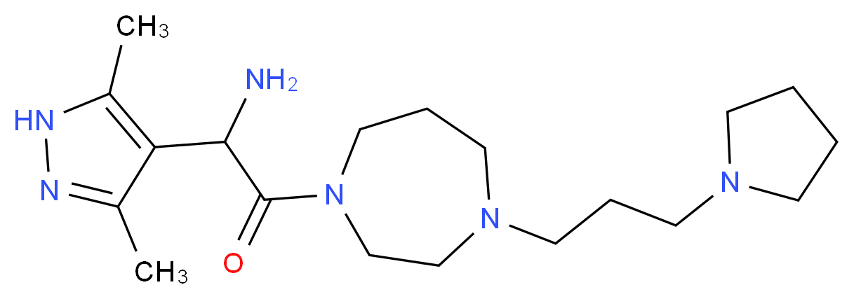 1-(3,5-dimethyl-1H-pyrazol-4-yl)-2-oxo-2-[4-(3-pyrrolidin-1-ylpropyl)-1,4-diazepan-1-yl]ethanamine_分子结构_CAS_)