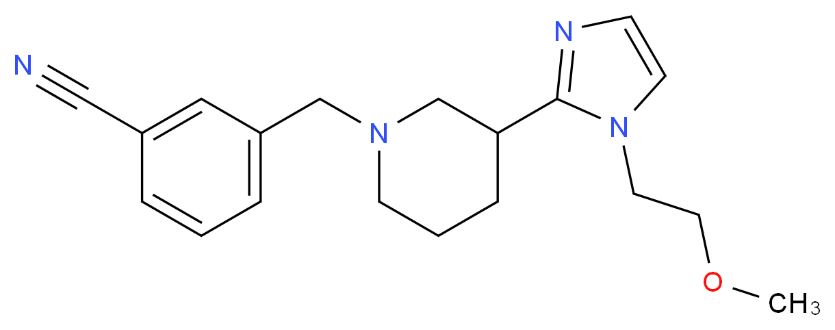 3-({3-[1-(2-methoxyethyl)-1H-imidazol-2-yl]-1-piperidinyl}methyl)benzonitrile_分子结构_CAS_)