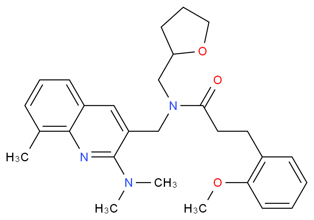 N-{[2-(dimethylamino)-8-methyl-3-quinolinyl]methyl}-3-(2-methoxyphenyl)-N-(tetrahydro-2-furanylmethyl)propanamide_分子结构_CAS_)