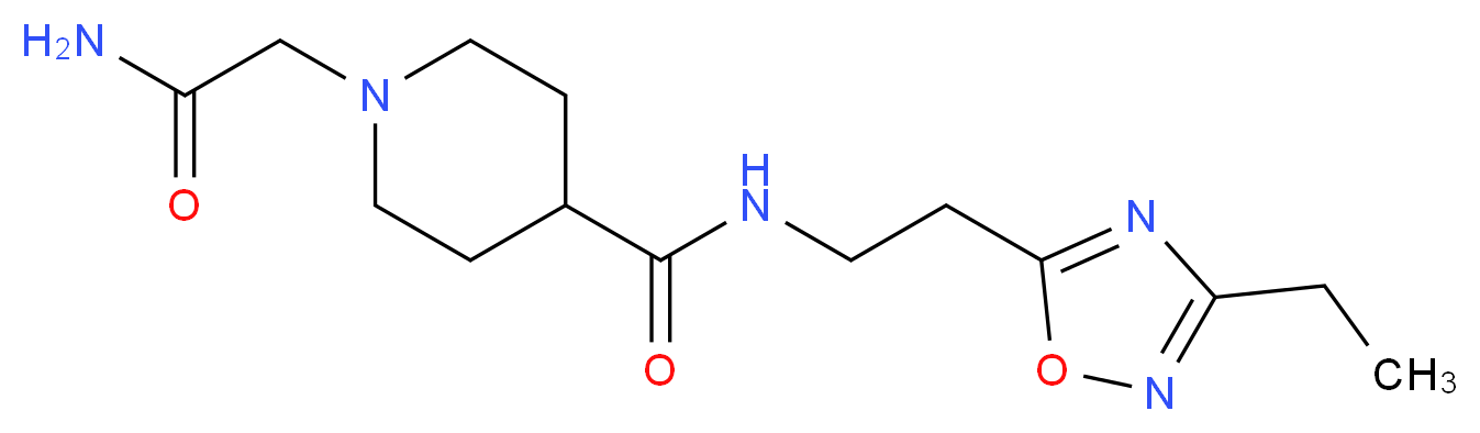 1-(2-amino-2-oxoethyl)-N-[2-(3-ethyl-1,2,4-oxadiazol-5-yl)ethyl]-4-piperidinecarboxamide_分子结构_CAS_)