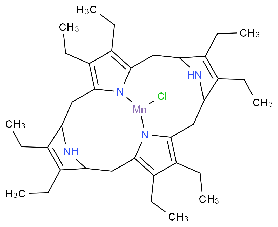 22-chloro-4,5,9,10,14,15,19,20-octaethyl-21,23,24,25-tetraaza-22-manganahexacyclo[9.9.3.1<sup>3</sup>,<sup>6</sup>.1<sup>1</sup><sup>3</sup>,<sup>1</sup><sup>6</sup>.0<sup>8</sup>,<sup>2</sup><sup>3</sup>.0<sup>1</sup><sup>8</sup>,<sup>2</sup><sup>1</sup>]pentacosa-1(20),4,8,10,14,18-hexaene_分子结构_CAS_28265-17-0