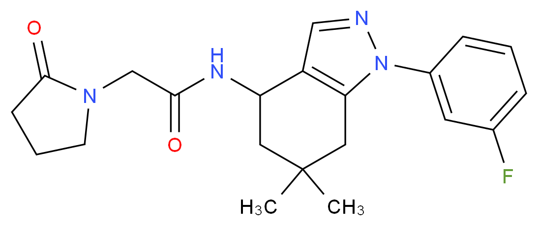 N-[1-(3-fluorophenyl)-6,6-dimethyl-4,5,6,7-tetrahydro-1H-indazol-4-yl]-2-(2-oxo-1-pyrrolidinyl)acetamide_分子结构_CAS_)
