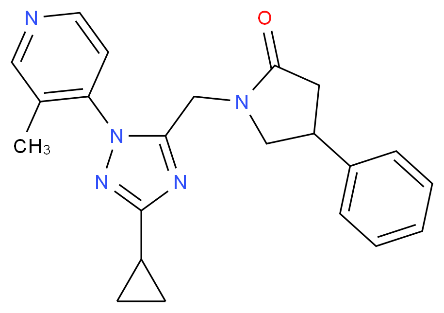 1-{[3-cyclopropyl-1-(3-methylpyridin-4-yl)-1H-1,2,4-triazol-5-yl]methyl}-4-phenylpyrrolidin-2-one_分子结构_CAS_)