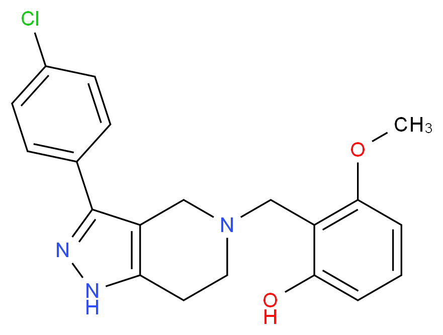 2-{[3-(4-chlorophenyl)-1,4,6,7-tetrahydro-5H-pyrazolo[4,3-c]pyridin-5-yl]methyl}-3-methoxyphenol_分子结构_CAS_)