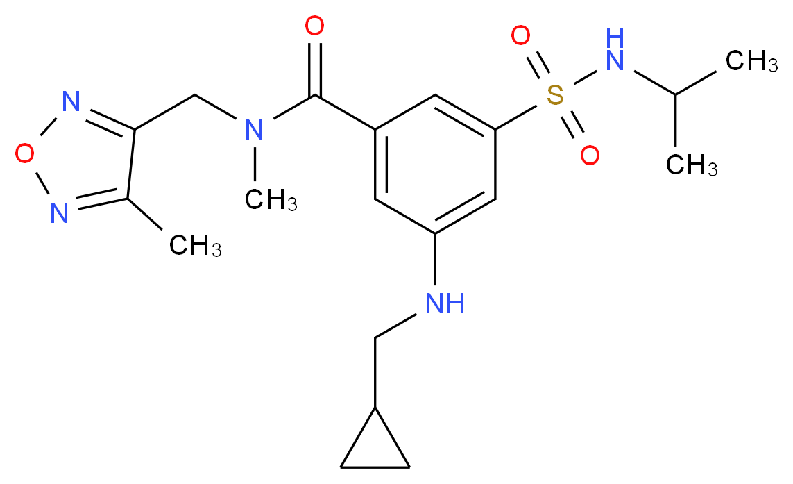 3-[(cyclopropylmethyl)amino]-5-[(isopropylamino)sulfonyl]-N-methyl-N-[(4-methyl-1,2,5-oxadiazol-3-yl)methyl]benzamide_分子结构_CAS_)