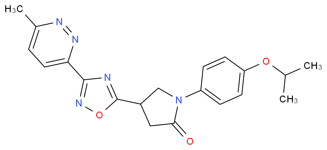 1-(4-isopropoxyphenyl)-4-[3-(6-methyl-3-pyridazinyl)-1,2,4-oxadiazol-5-yl]-2-pyrrolidinone_分子结构_CAS_)