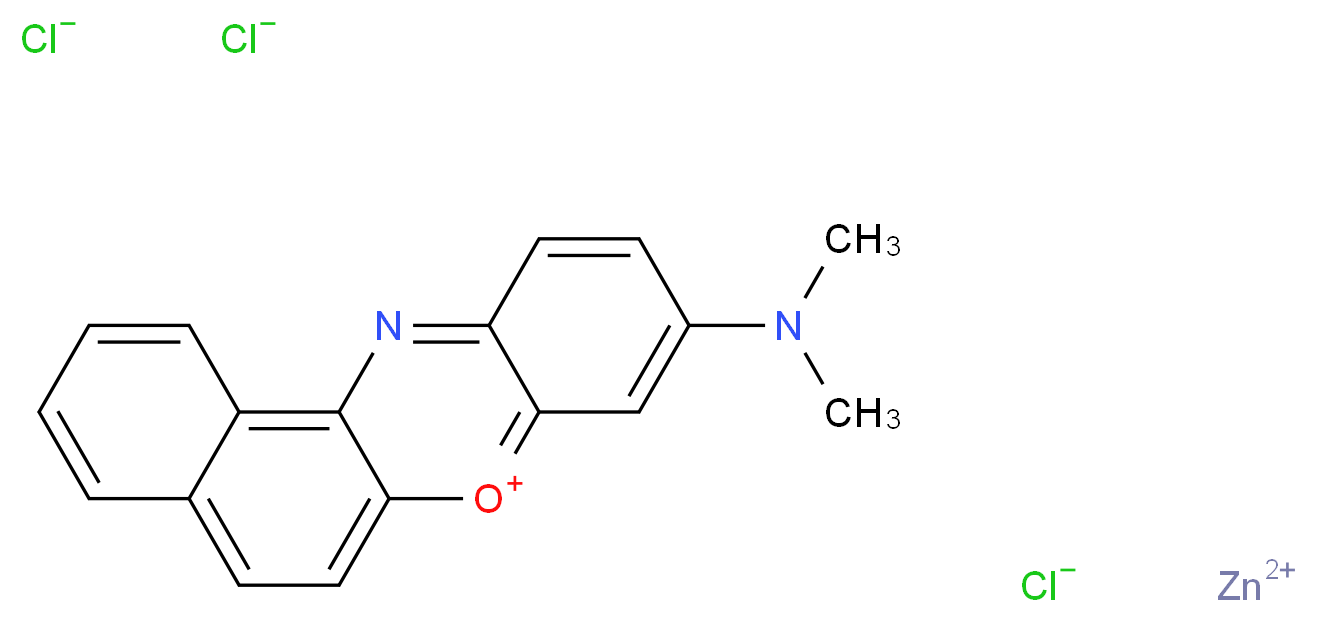 zinc(2+) ion 8-(dimethylamino)-10λ<sup>4</sup>-oxa-5-azatetraphen-10-ylium trichloride_分子结构_CAS_7057-57-0