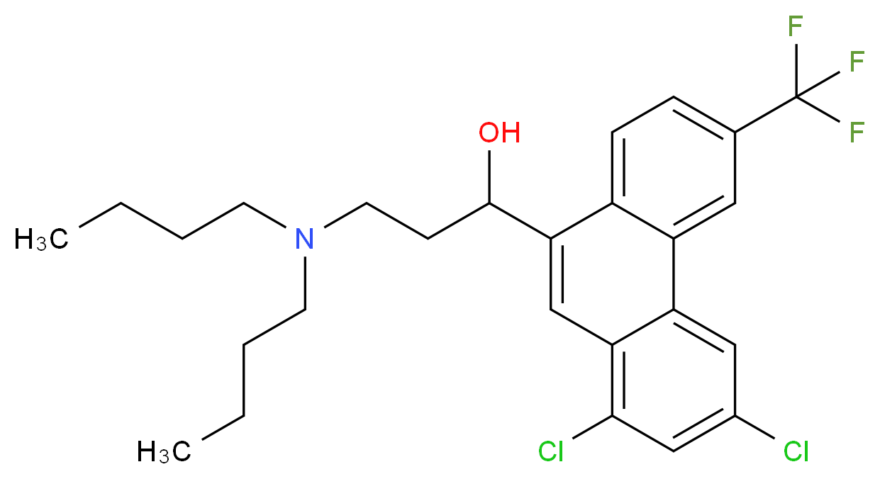 3-(dibutylamino)-1-[1,3-dichloro-6-(trifluoromethyl)phenanthren-9-yl]propan-1-ol_分子结构_CAS_69756-53-2