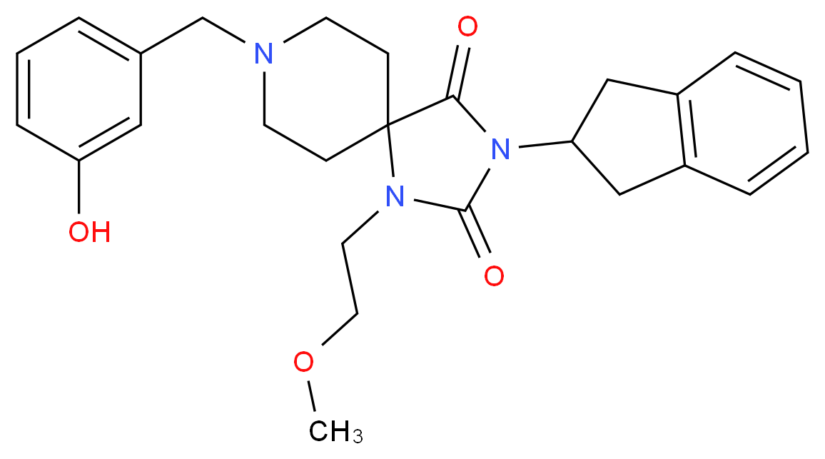 3-(2,3-dihydro-1H-inden-2-yl)-8-(3-hydroxybenzyl)-1-(2-methoxyethyl)-1,3,8-triazaspiro[4.5]decane-2,4-dione_分子结构_CAS_)