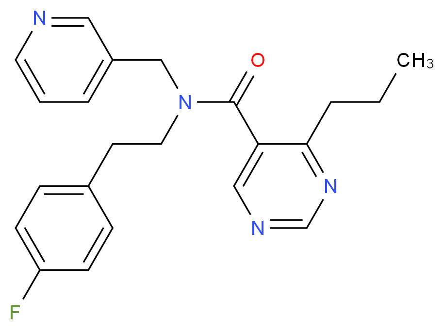 N-[2-(4-fluorophenyl)ethyl]-4-propyl-N-(pyridin-3-ylmethyl)pyrimidine-5-carboxamide_分子结构_CAS_)