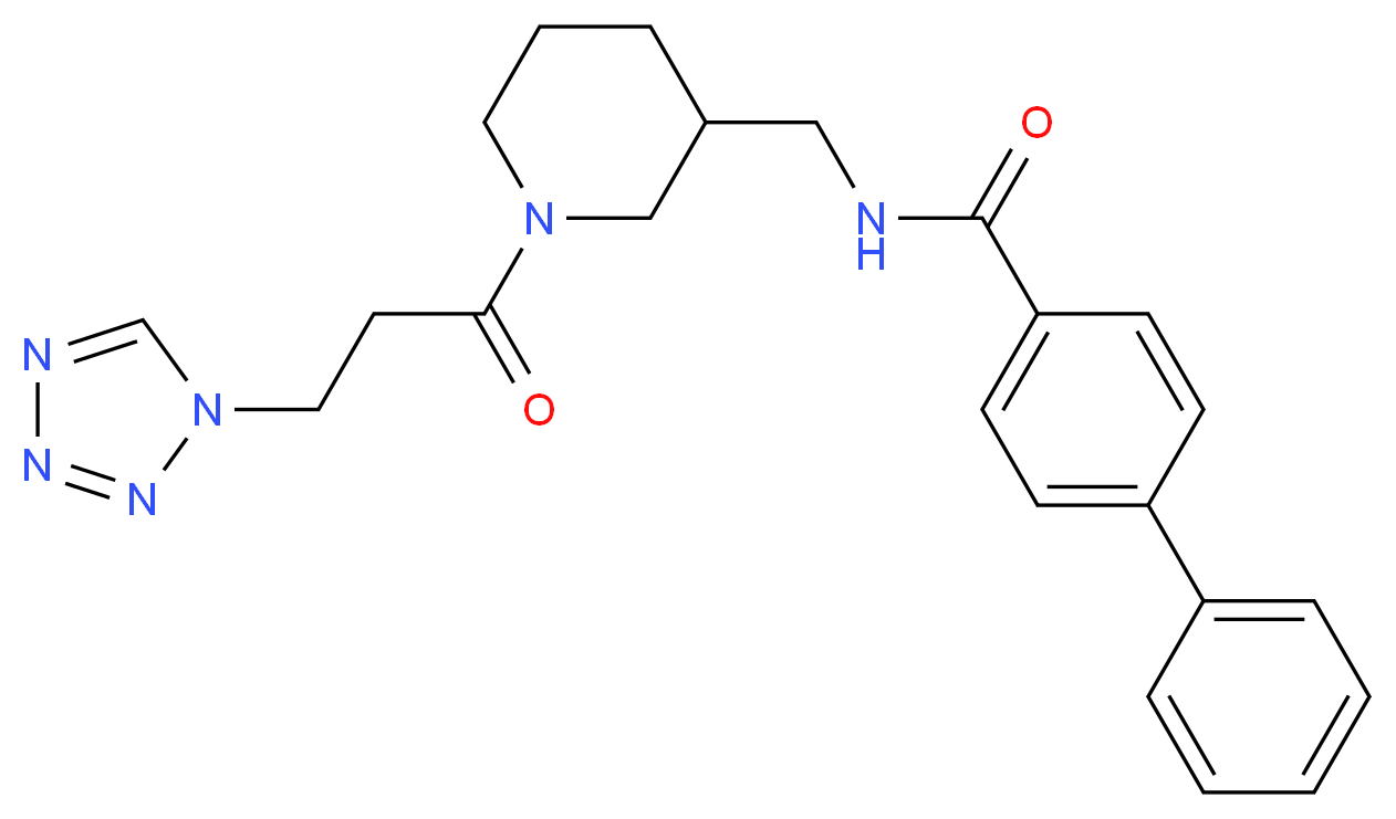 N-({1-[3-(1H-tetrazol-1-yl)propanoyl]-3-piperidinyl}methyl)-4-biphenylcarboxamide_分子结构_CAS_)
