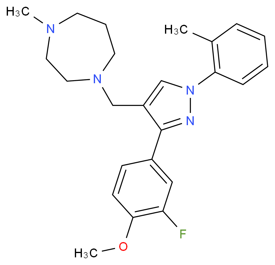 1-{[3-(3-fluoro-4-methoxyphenyl)-1-(2-methylphenyl)-1H-pyrazol-4-yl]methyl}-4-methyl-1,4-diazepane_分子结构_CAS_)
