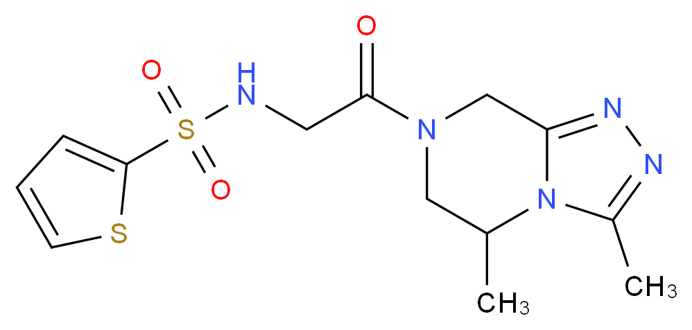 N-[2-(3,5-dimethyl-5,6-dihydro[1,2,4]triazolo[4,3-a]pyrazin-7(8H)-yl)-2-oxoethyl]thiophene-2-sulfonamide (non-preferred name)_分子结构_CAS_)