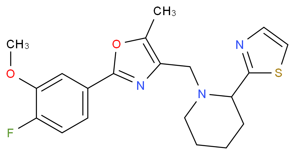 1-{[2-(4-fluoro-3-methoxyphenyl)-5-methyl-1,3-oxazol-4-yl]methyl}-2-(1,3-thiazol-2-yl)piperidine_分子结构_CAS_)