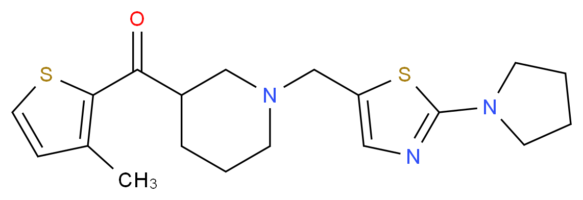 (3-methyl-2-thienyl)(1-{[2-(1-pyrrolidinyl)-1,3-thiazol-5-yl]methyl}-3-piperidinyl)methanone_分子结构_CAS_)