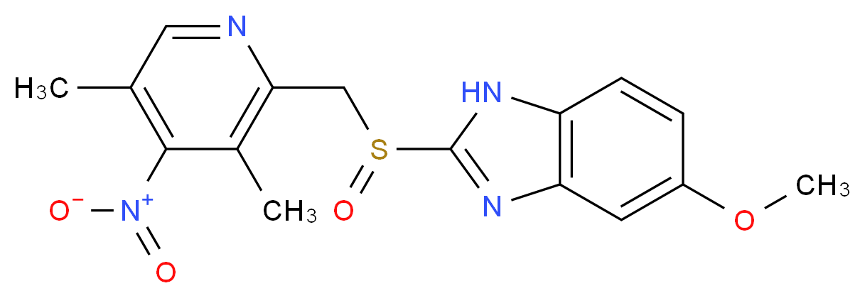 2-[(3,5-dimethyl-4-nitropyridin-2-yl)methanesulfinyl]-5-methoxy-1H-1,3-benzodiazole_分子结构_CAS_317807-10-6