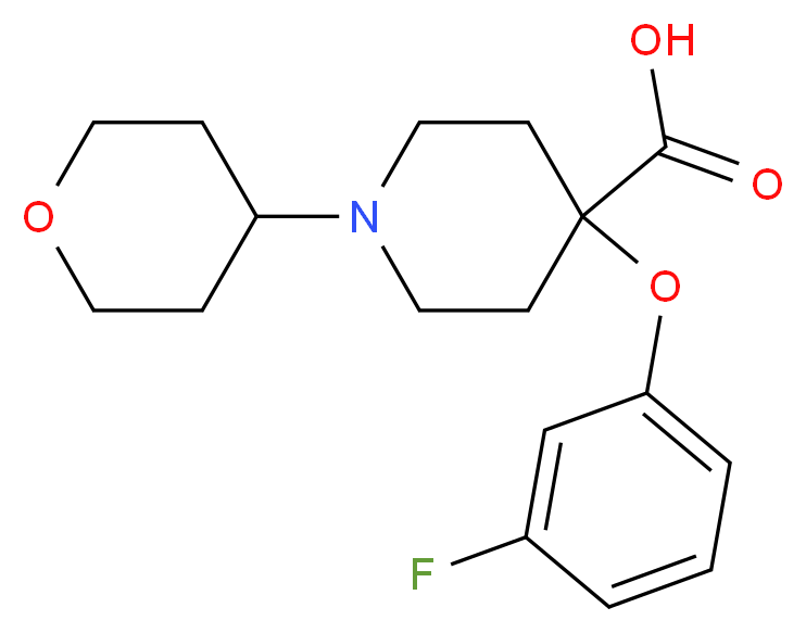 4-(3-fluorophenoxy)-1-(tetrahydro-2H-pyran-4-yl)piperidine-4-carboxylic acid_分子结构_CAS_)