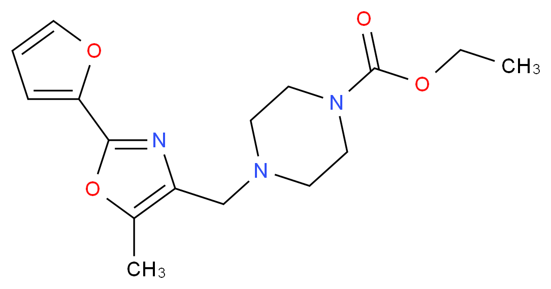ethyl 4-{[2-(2-furyl)-5-methyl-1,3-oxazol-4-yl]methyl}-1-piperazinecarboxylate_分子结构_CAS_)