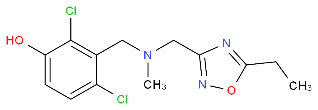 2,4-dichloro-3-{[[(5-ethyl-1,2,4-oxadiazol-3-yl)methyl](methyl)amino]methyl}phenol_分子结构_CAS_)