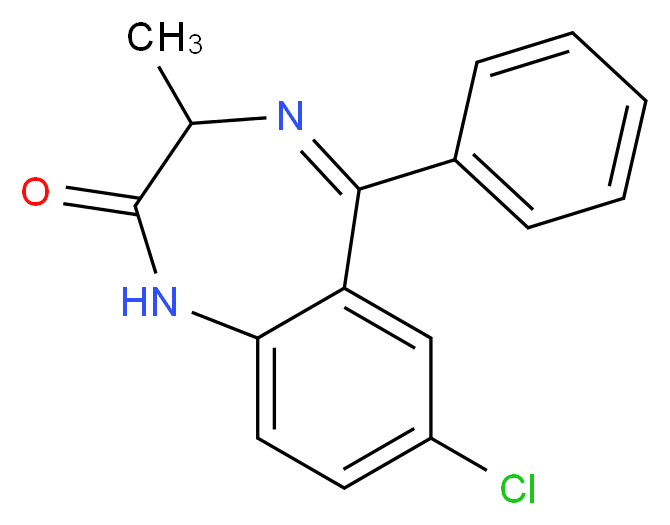 7-chloro-3-methyl-5-phenyl-2,3-dihydro-1H-1,4-benzodiazepin-2-one_分子结构_CAS_4699-82-5