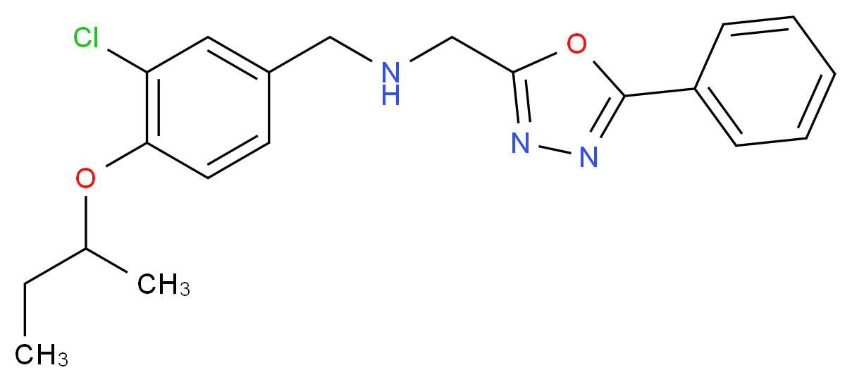 (4-sec-butoxy-3-chlorobenzyl)[(5-phenyl-1,3,4-oxadiazol-2-yl)methyl]amine_分子结构_CAS_)