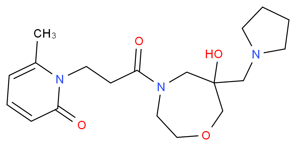1-{3-[6-hydroxy-6-(pyrrolidin-1-ylmethyl)-1,4-oxazepan-4-yl]-3-oxopropyl}-6-methylpyridin-2(1H)-one_分子结构_CAS_)