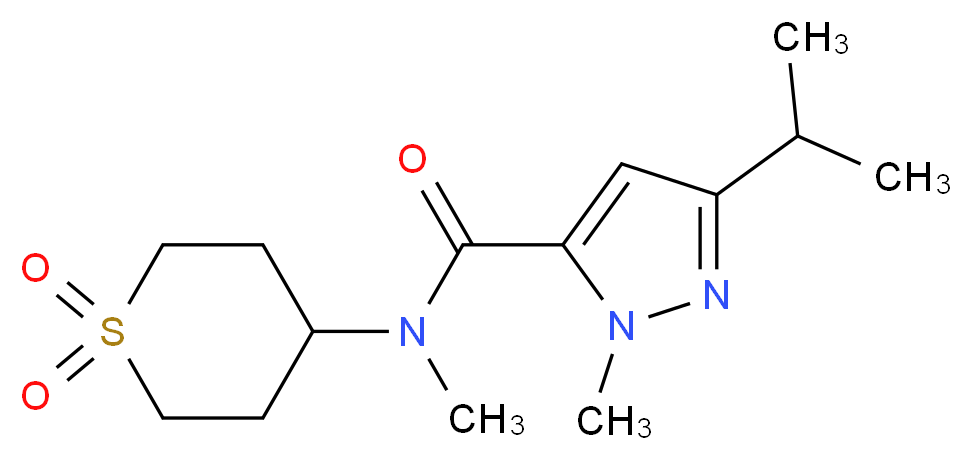 N-(1,1-dioxidotetrahydro-2H-thiopyran-4-yl)-3-isopropyl-N,1-dimethyl-1H-pyrazole-5-carboxamide_分子结构_CAS_)