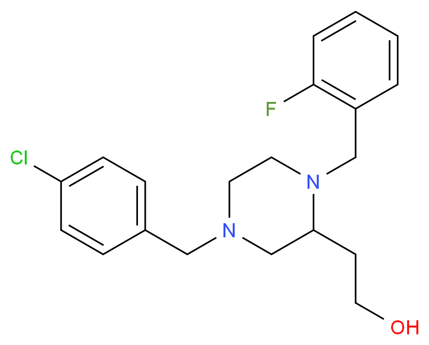 2-[4-(4-chlorobenzyl)-1-(2-fluorobenzyl)-2-piperazinyl]ethanol_分子结构_CAS_)