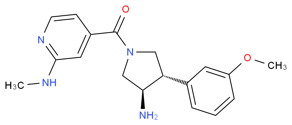 4-{[(3R*,4S*)-3-amino-4-(3-methoxyphenyl)pyrrolidin-1-yl]carbonyl}-N-methylpyridin-2-amine_分子结构_CAS_)