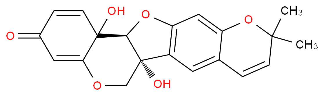 (1R,13S)-1,14-dihydroxy-7,7-dimethyl-8,12,20-trioxapentacyclo[11.8.0.0<sup>2</sup>,<sup>1</sup><sup>1</sup>.0<sup>4</sup>,<sup>9</sup>.0<sup>1</sup><sup>4</sup>,<sup>1</sup><sup>9</sup>]henicosa-2(11),3,5,9,15,18-hexaen-17-one_分子结构_CAS_95456-43-2