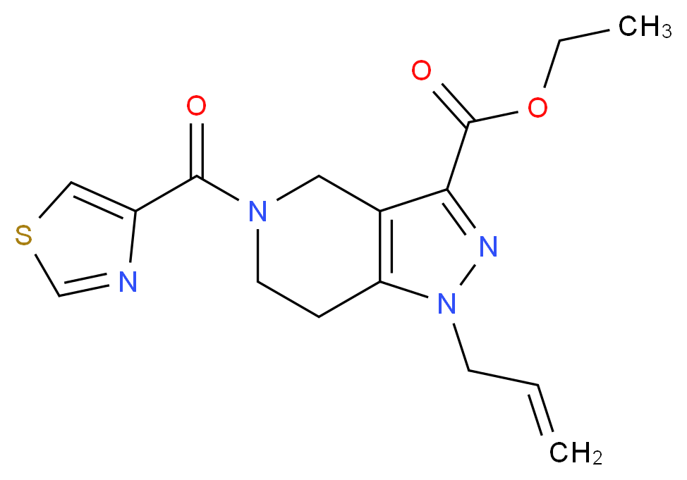 ethyl 1-allyl-5-(1,3-thiazol-4-ylcarbonyl)-4,5,6,7-tetrahydro-1H-pyrazolo[4,3-c]pyridine-3-carboxylate_分子结构_CAS_)