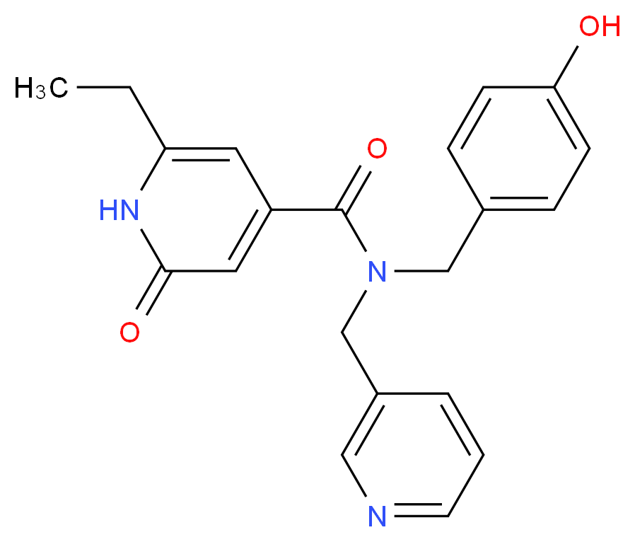 6-ethyl-N-(4-hydroxybenzyl)-2-oxo-N-(pyridin-3-ylmethyl)-1,2-dihydropyridine-4-carboxamide_分子结构_CAS_)