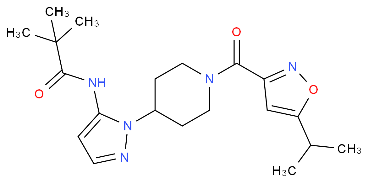 N-(1-{1-[(5-isopropyl-3-isoxazolyl)carbonyl]-4-piperidinyl}-1H-pyrazol-5-yl)-2,2-dimethylpropanamide_分子结构_CAS_)