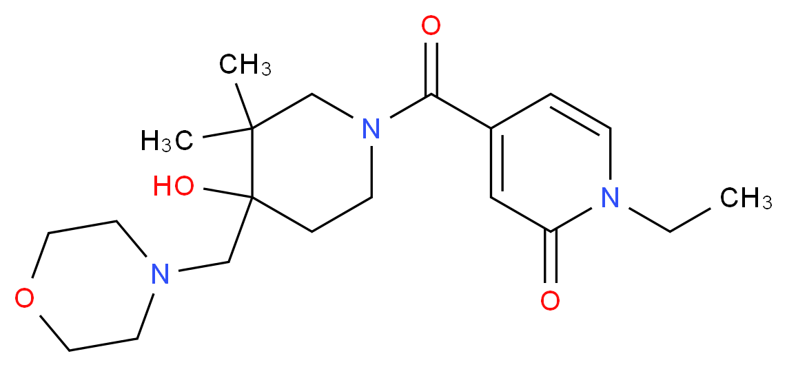 1-ethyl-4-{[4-hydroxy-3,3-dimethyl-4-(morpholin-4-ylmethyl)piperidin-1-yl]carbonyl}pyridin-2(1H)-one_分子结构_CAS_)