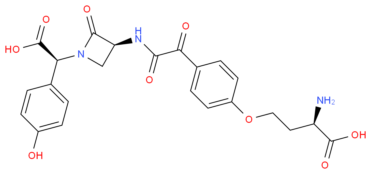 (2R)-2-amino-4-[4-({[(3S)-1-[(S)-carboxy(4-hydroxyphenyl)methyl]-2-oxoazetidin-3-yl]carbamoyl}carbonyl)phenoxy]butanoic acid_分子结构_CAS_61425-17-0