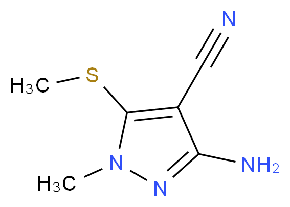 3-AMINO-1-METHYL-5-(METHYLTHIO)-1H-PYRAZOLE-4-CARBONITRILE_分子结构_CAS_151291-05-3)