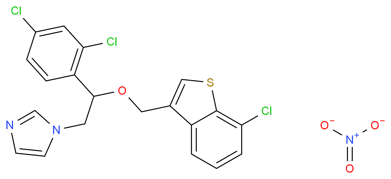 1-(2-((7-chloro-1-benzothiophen-3-yl)methoxy)-2-(2,4-dichlorophenyl)ethyl)imidazole nitrate_分子结构_CAS_99592-32-2)