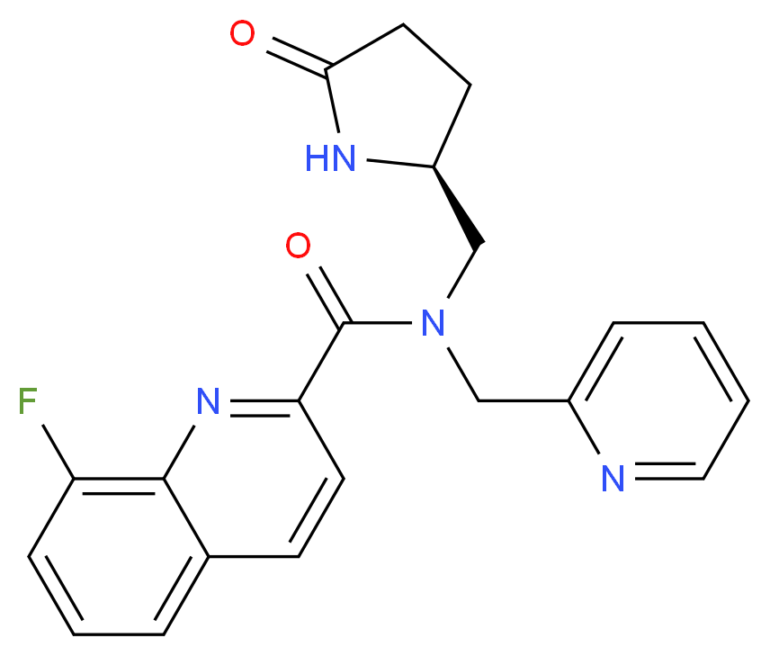 8-fluoro-N-{[(2S)-5-oxo-2-pyrrolidinyl]methyl}-N-(2-pyridinylmethyl)-2-quinolinecarboxamide_分子结构_CAS_)
