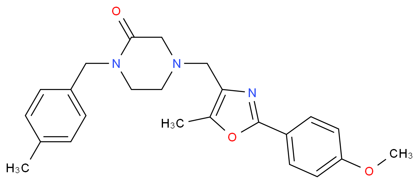 4-{[2-(4-methoxyphenyl)-5-methyl-1,3-oxazol-4-yl]methyl}-1-(4-methylbenzyl)-2-piperazinone_分子结构_CAS_)