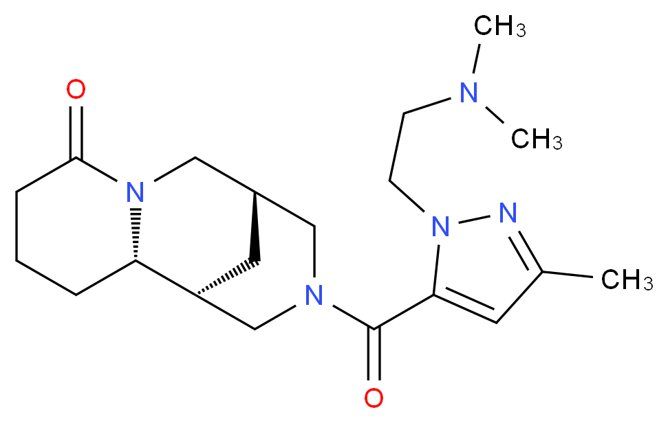 (1S,5R,11aS)-3-({1-[2-(dimethylamino)ethyl]-3-methyl-1H-pyrazol-5-yl}carbonyl)decahydro-8H-1,5-methanopyrido[1,2-a][1,5]diazocin-8-one_分子结构_CAS_)