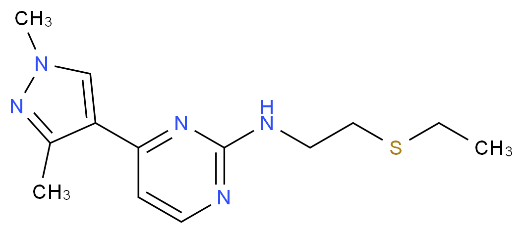 4-(1,3-dimethyl-1H-pyrazol-4-yl)-N-[2-(ethylthio)ethyl]pyrimidin-2-amine_分子结构_CAS_)