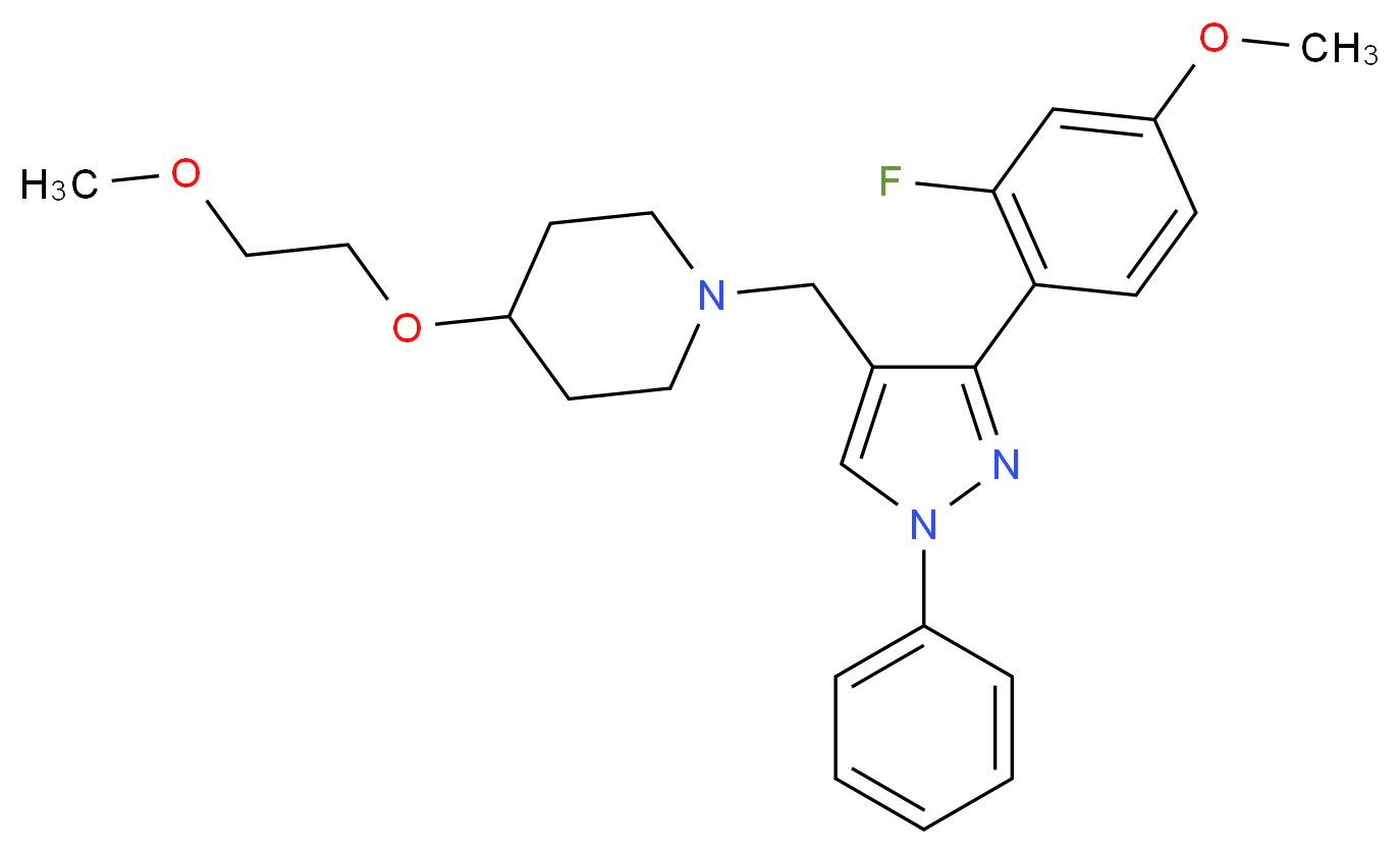 1-{[3-(2-fluoro-4-methoxyphenyl)-1-phenyl-1H-pyrazol-4-yl]methyl}-4-(2-methoxyethoxy)piperidine_分子结构_CAS_)